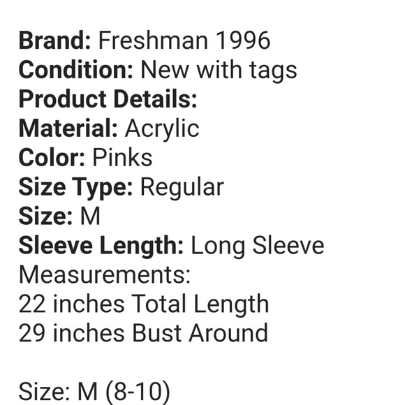 NWT FRESHMAN CUTE Pink striped hoodie sweater - Picture 2 of 5